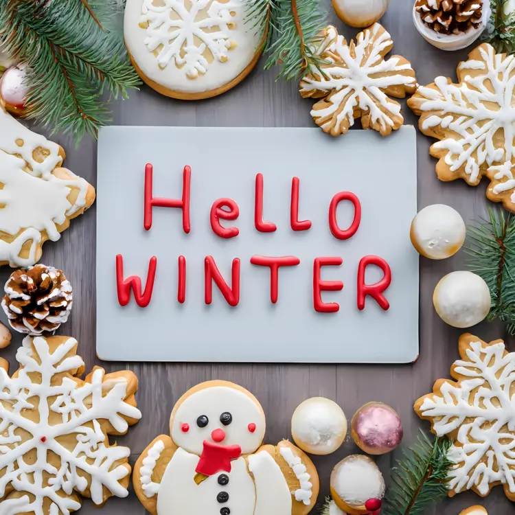 Hello Winter with Cookies and Snowflakes