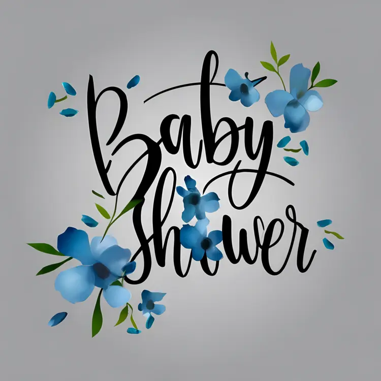 Blue Floral Baby Shower Word Art