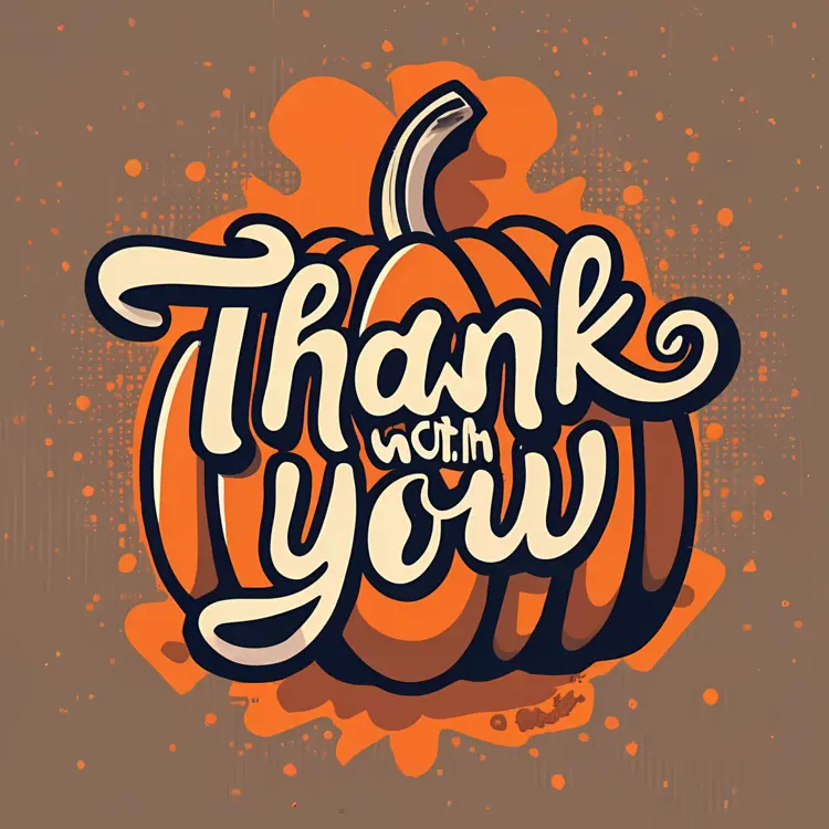 Thank You Message on a Pumpkin with Splatter Background