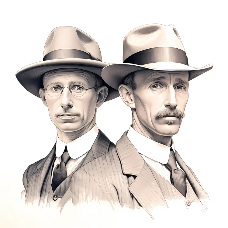 Vintage Portrait of Two Men in Suits and Hats