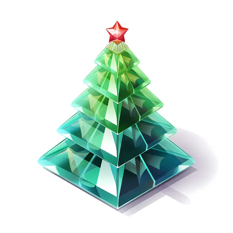 Green Crystal Christmas Tree with Red Star