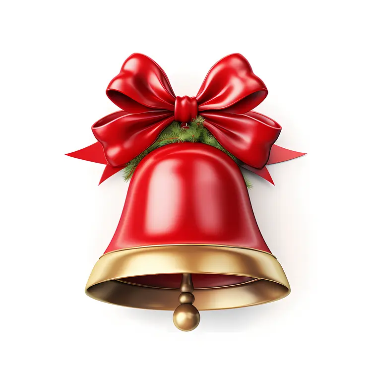 Red Bell with Red Bow and Ribbon