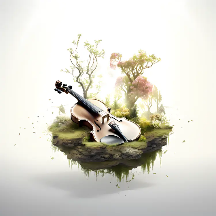 Violin Floating in Nature