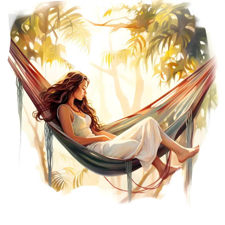 Woman Relaxing in a Hammock in Tropical Nature