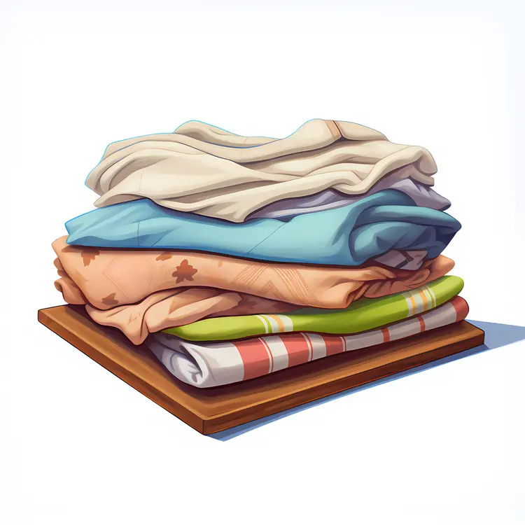 Folded Clothes in a Stack on a Wooden Board