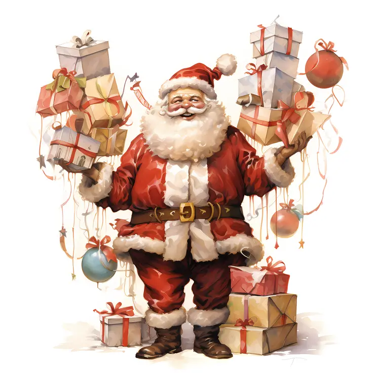 Santa Claus with Many Presents