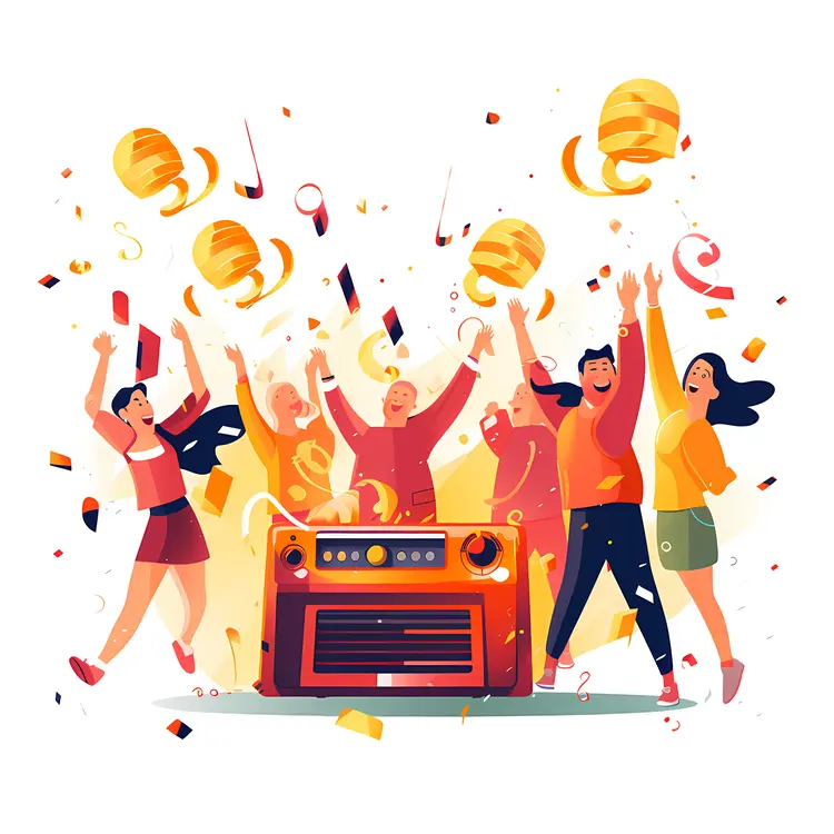 Radio at a Lively Party Celebration