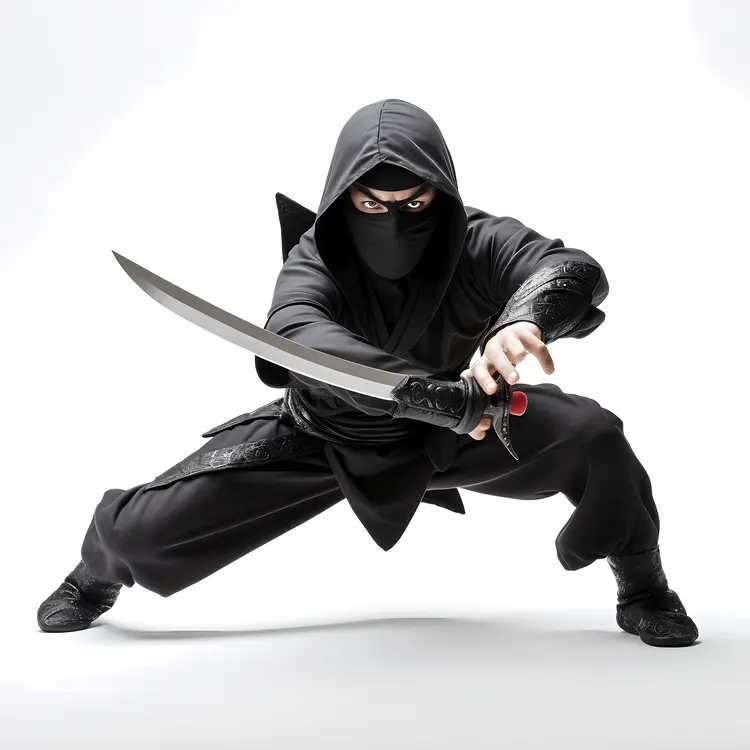 Ninja with Sword in Combat Stance