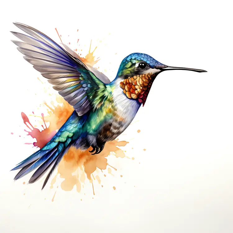 Colorful Hummingbird with Splash Background