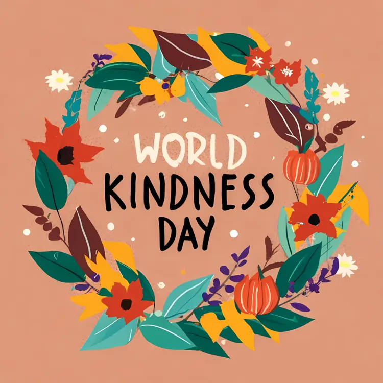 World Kindness Day with Floral Wreath