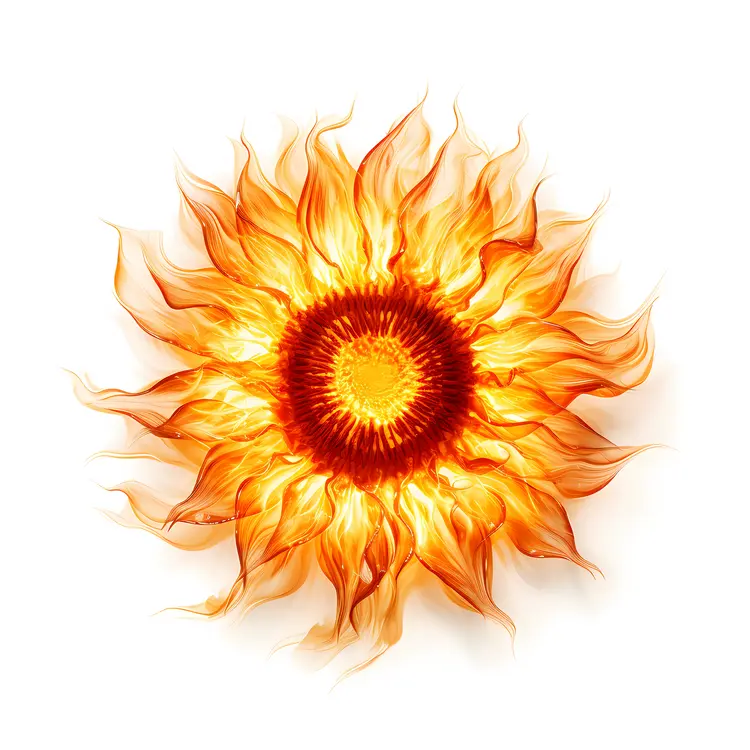 Bright Fiery Sunflower Illustration