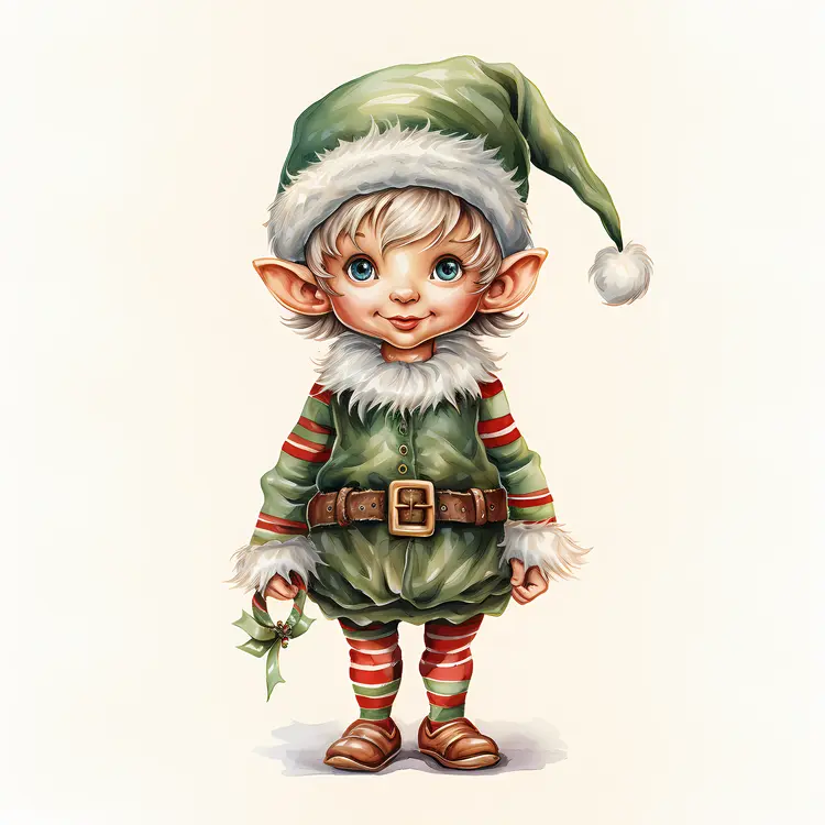 Cute Green Elf with Hat