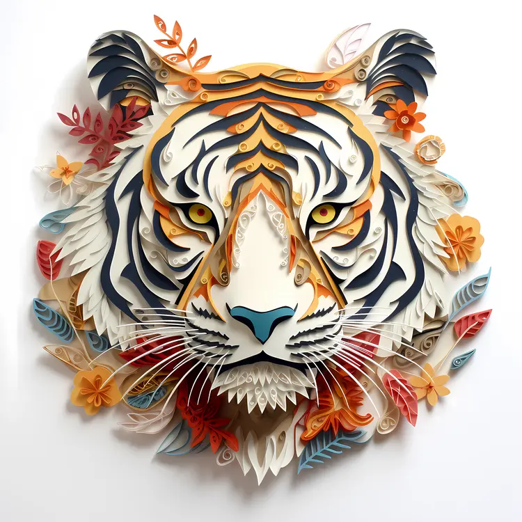 Colorful Paper Art Tiger