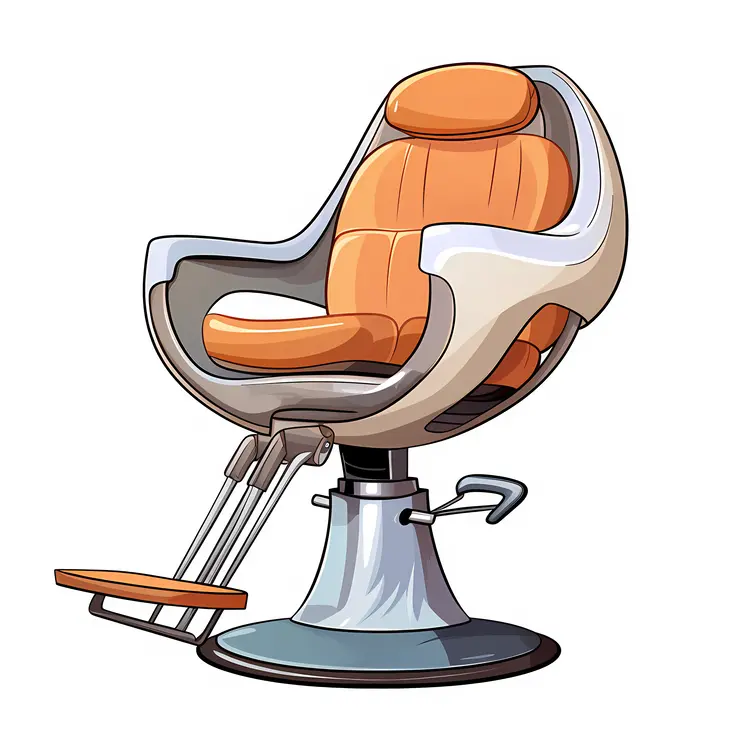 Modern Barber Chair with Orange Cushion