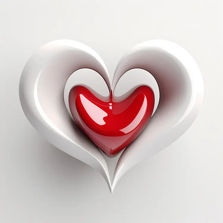 Red and White 3D Heart