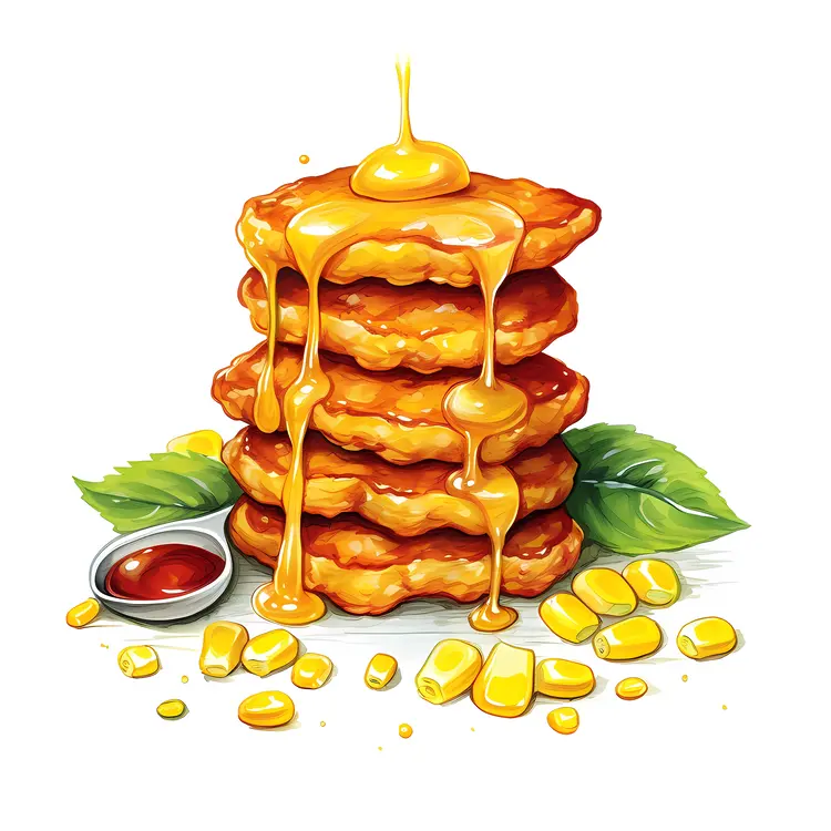 Delicious Corn Fritters with Honey Drizzle