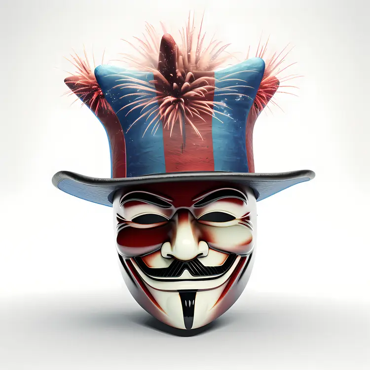 Guy Fawkes Mask with Fireworks Hat