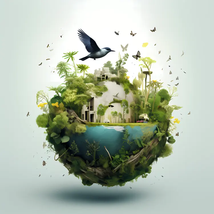 Eco Globe with Nature and Bird