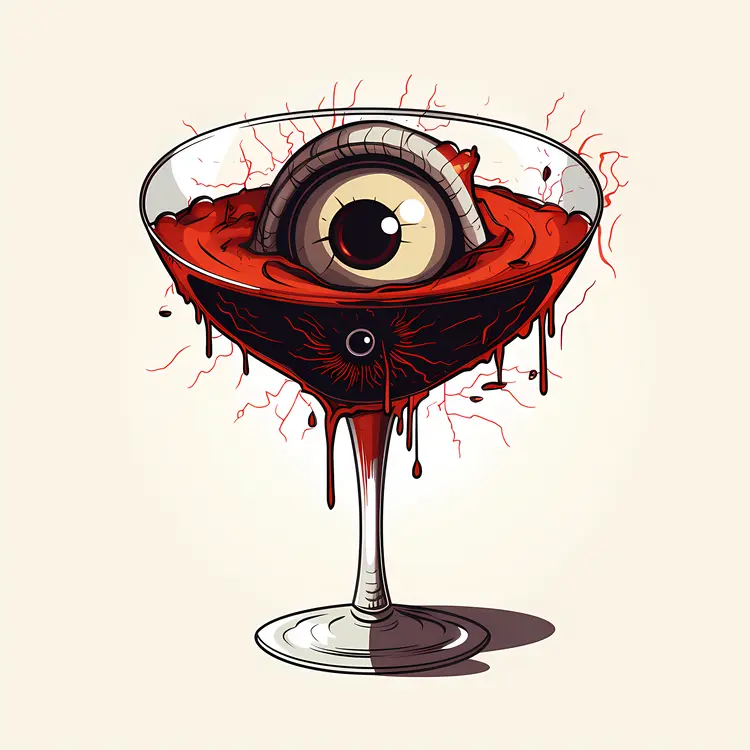 Creepy Eyeball in Bloody Glass