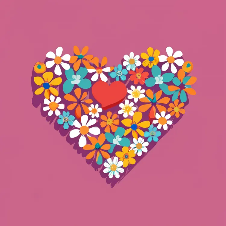 Heart Day Colorful Floral Heart