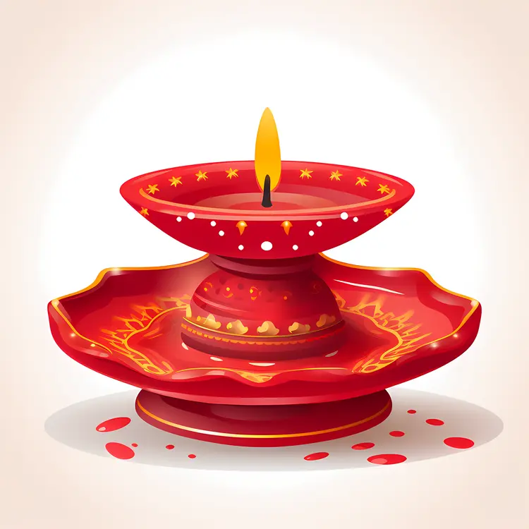 Red Candle Holder with Flame