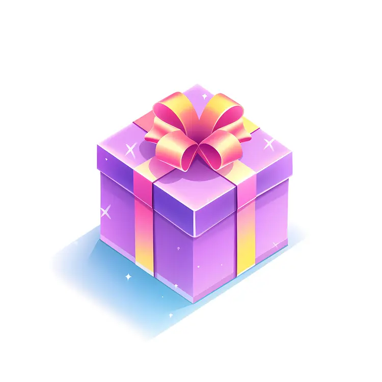 Purple Gift Box with Pink Ribbon