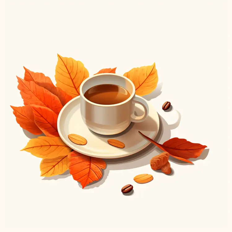 Black Coffee with Autumn Leaves
