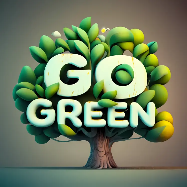 Go Green Tree Illustration for Earth Day