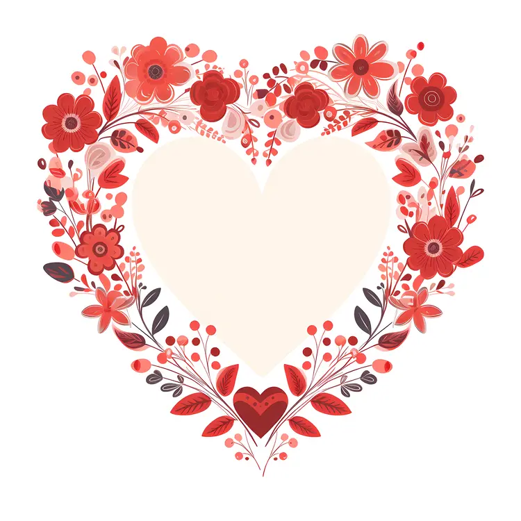 Heart Frame with Floral Design for Valentine's Day