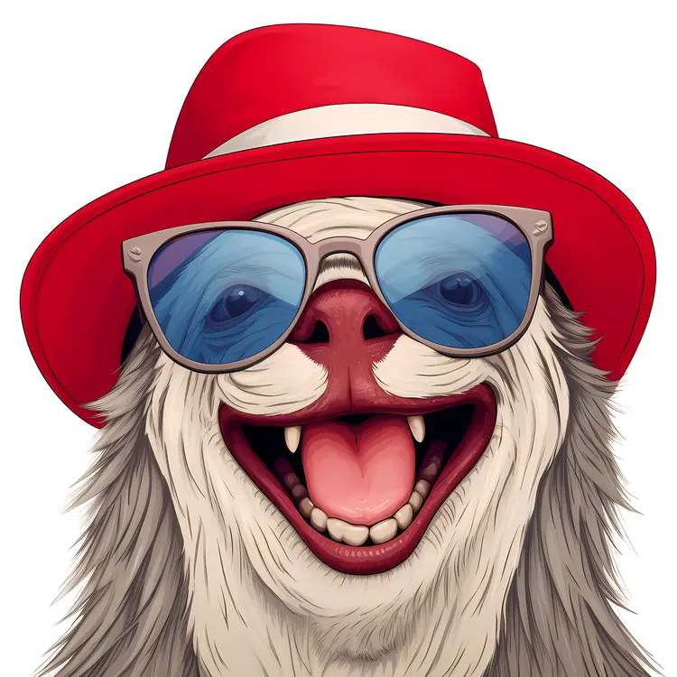 Cool Sloth with Red Hat and Sunglasses