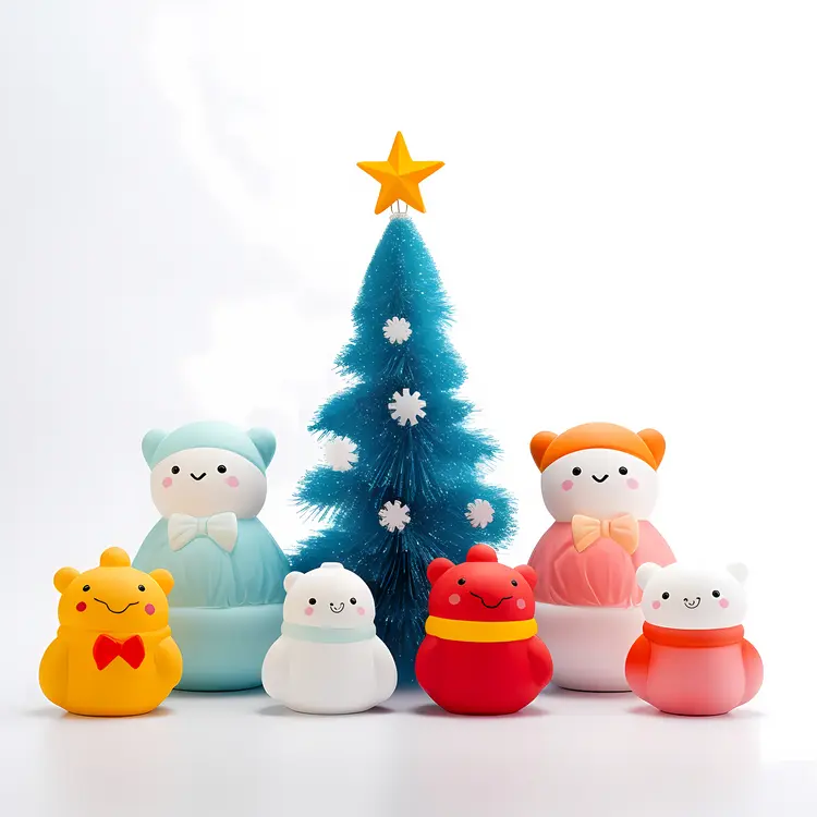 Cute Christmas Figures with Tree
