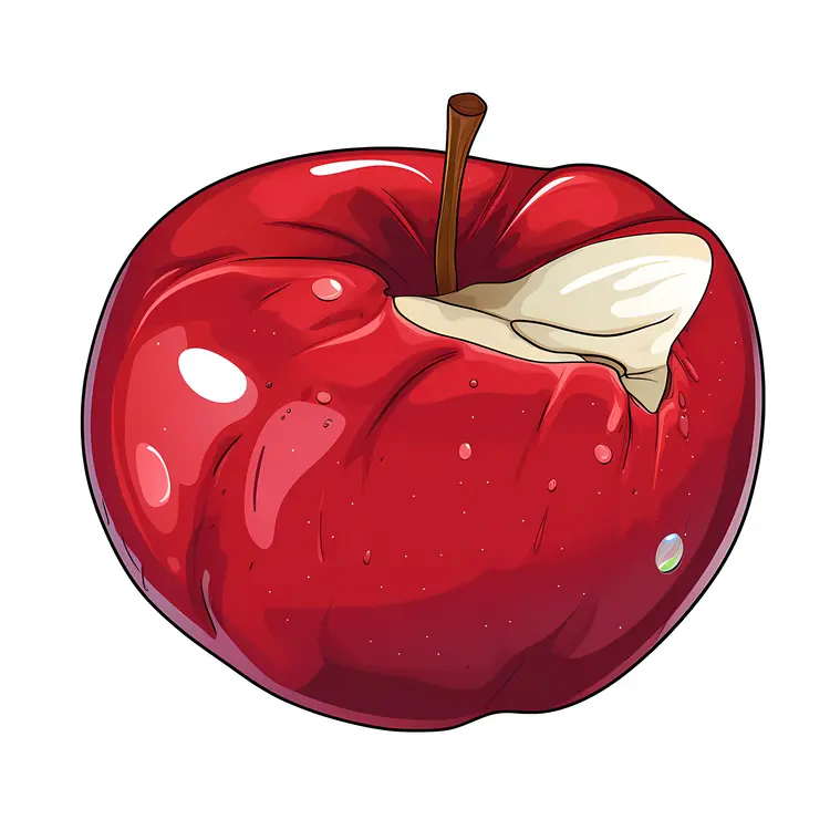 Bitten Red Apple Illustration