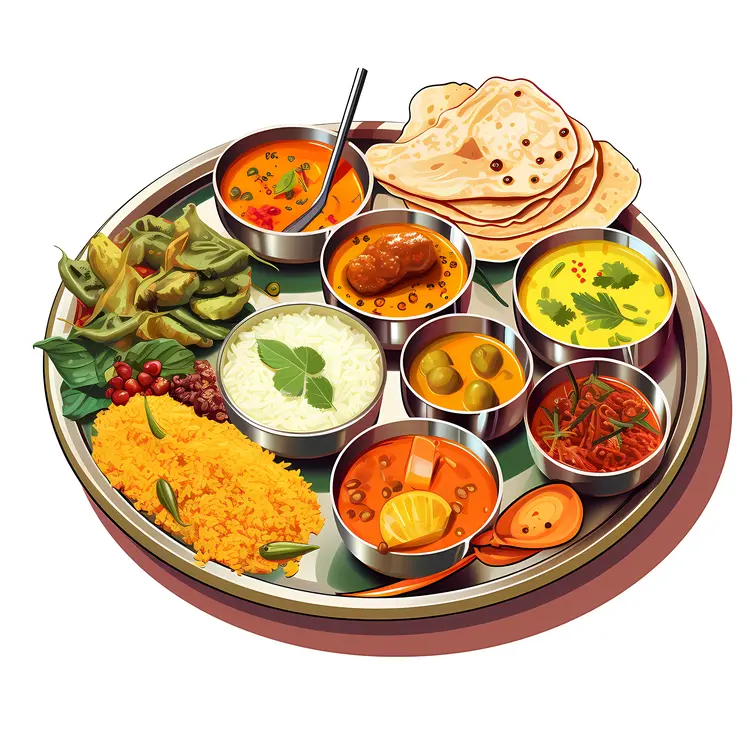 Delicious Indian Thali Platter