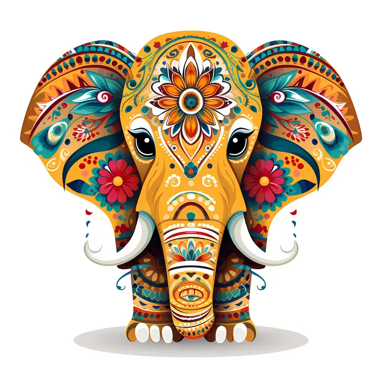Colorful Decorative Elephant Illustration