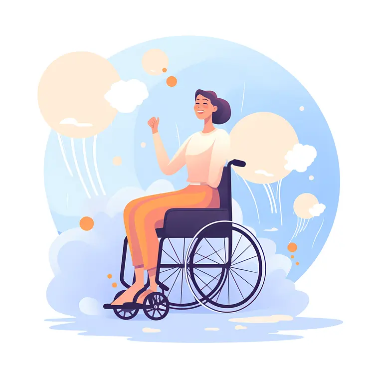 Person in Wheelchair with Balloons