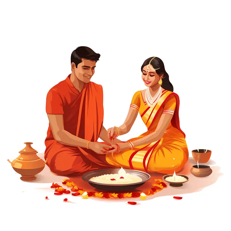 Traditional Indian Couple Celebrating Diwali