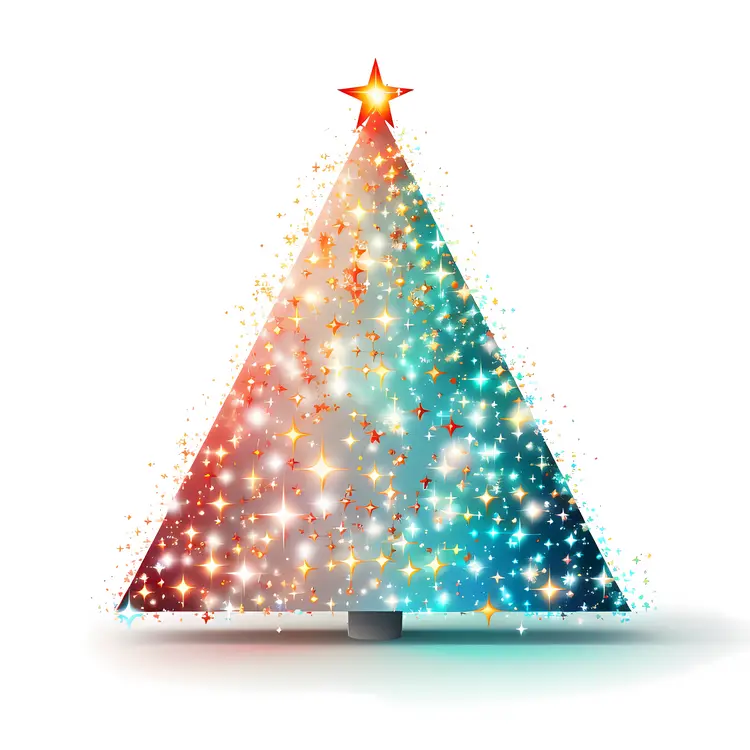 Sparkling Colorful Christmas Tree with Stars