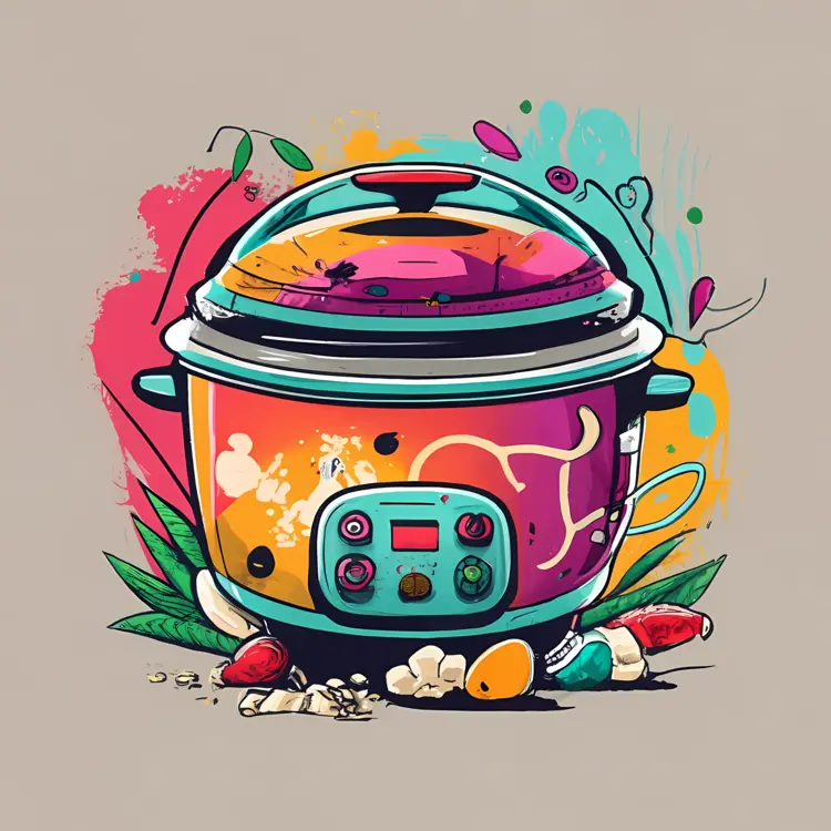 Colorful Crockpot with Artistic Background