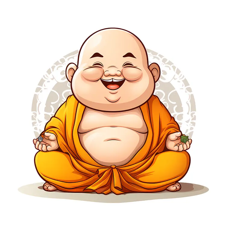 Happy Laughing Buddha in Orange Robe