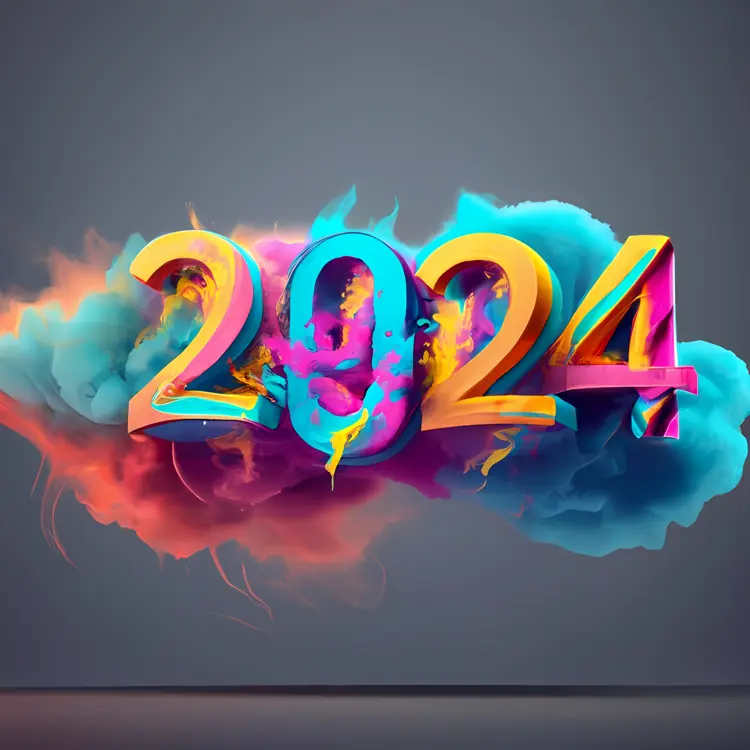 Vibrant 2024 with Colorful Smoke