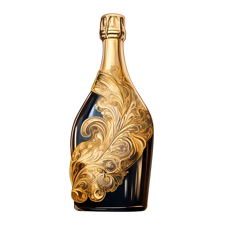Gold Decorated Champagne Bottle
