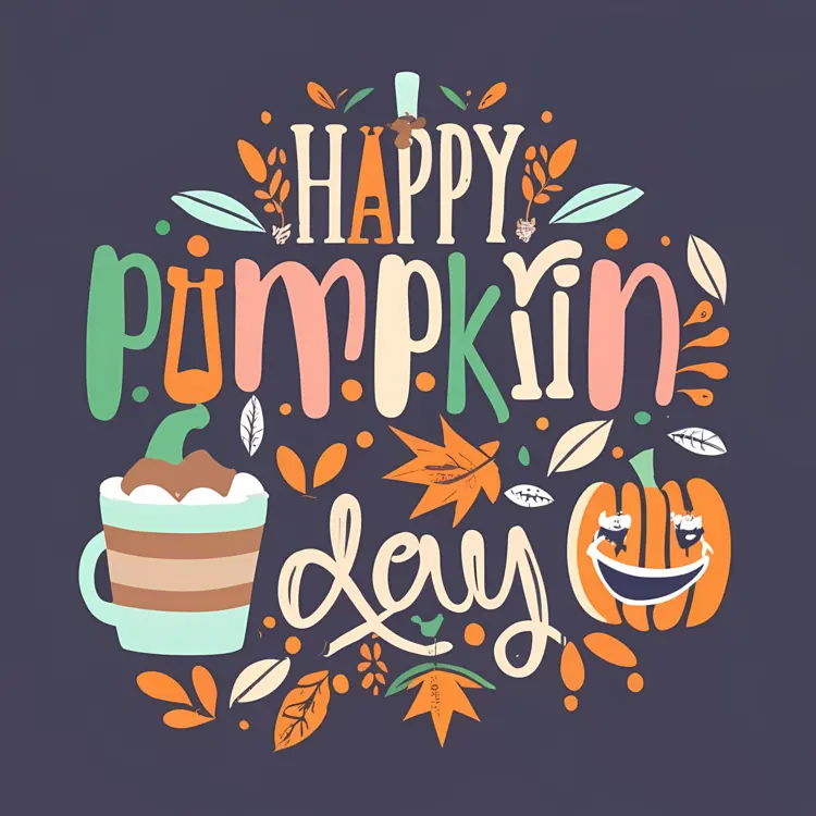 Happy Pumpkin Day with Coffee and Pumpkins