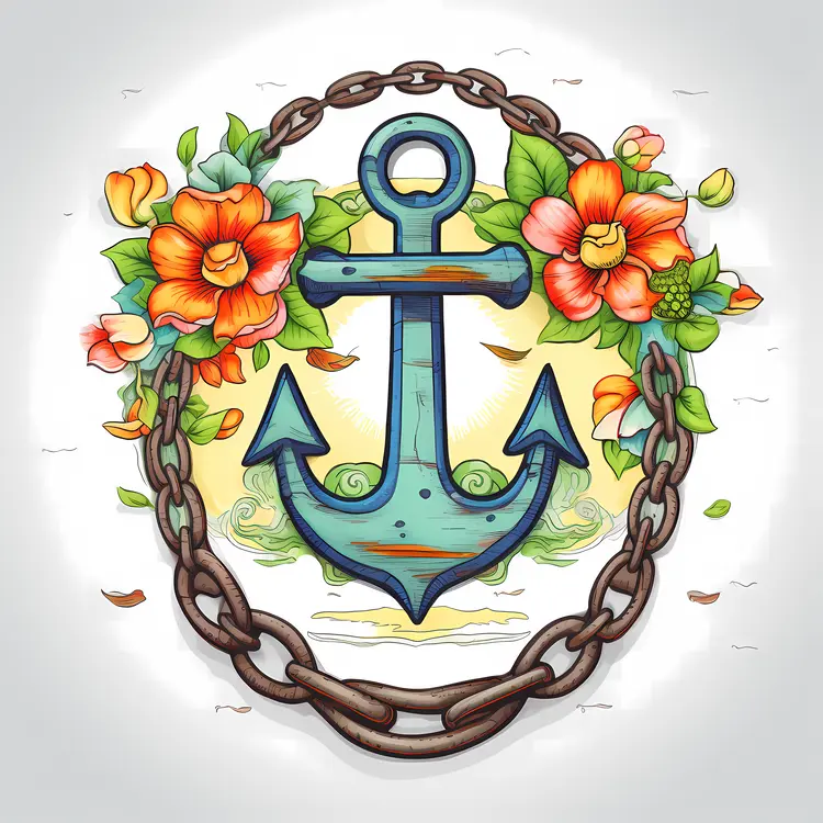 Vintage Anchor with Floral Decoration