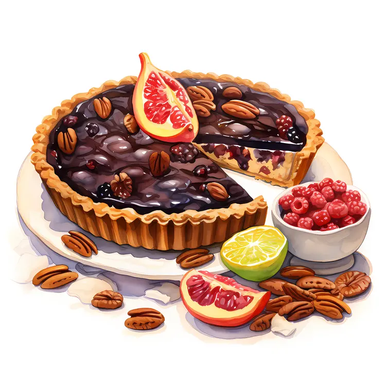 Delicious Blueberry Pie with Pecans and Fresh Fruits