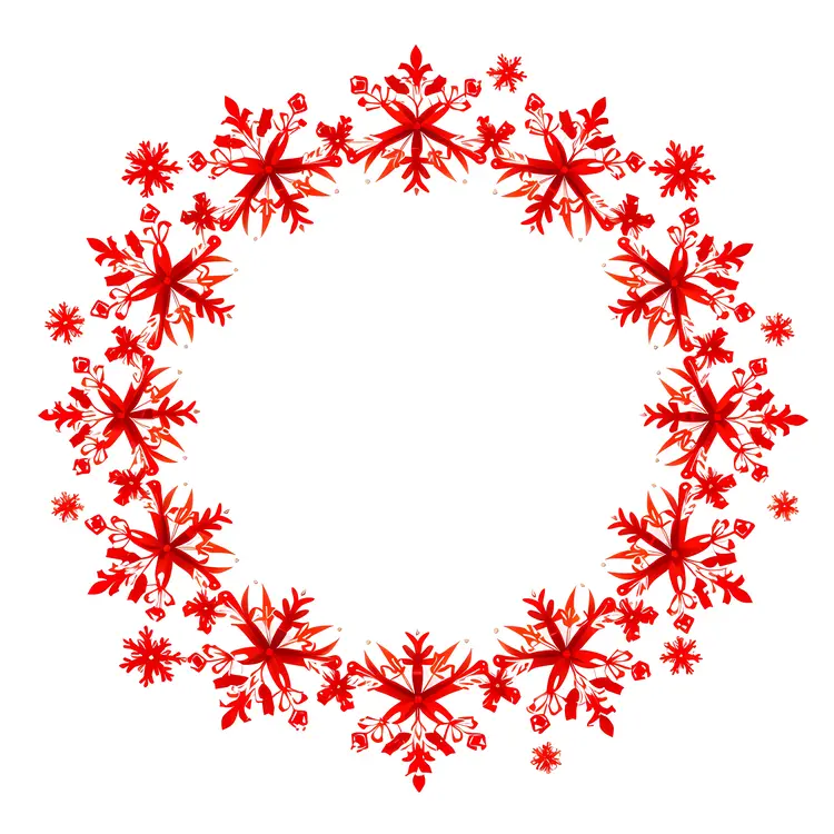 Red Snowflake Circle Frame for Winter Decoration
