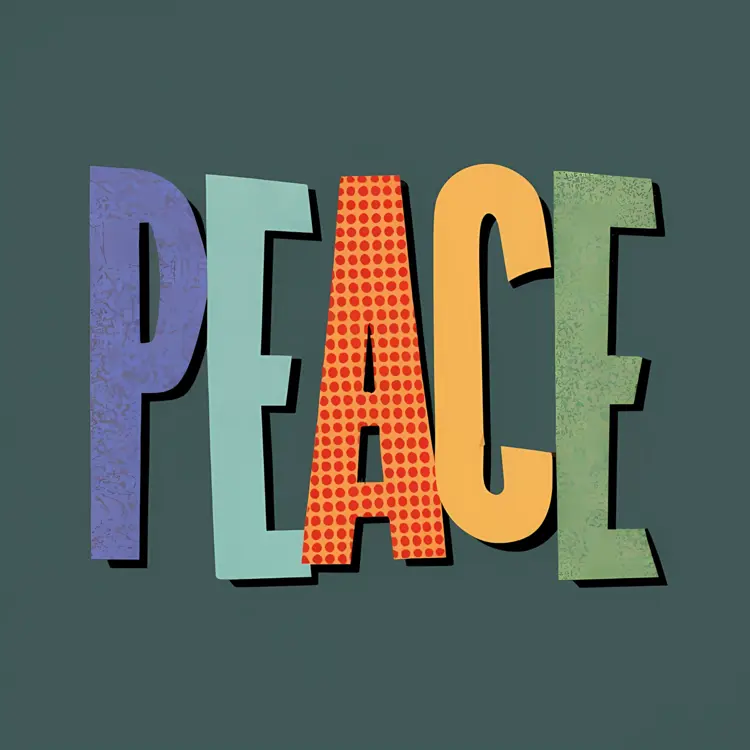 Colorful Peace Text with Patterned Design