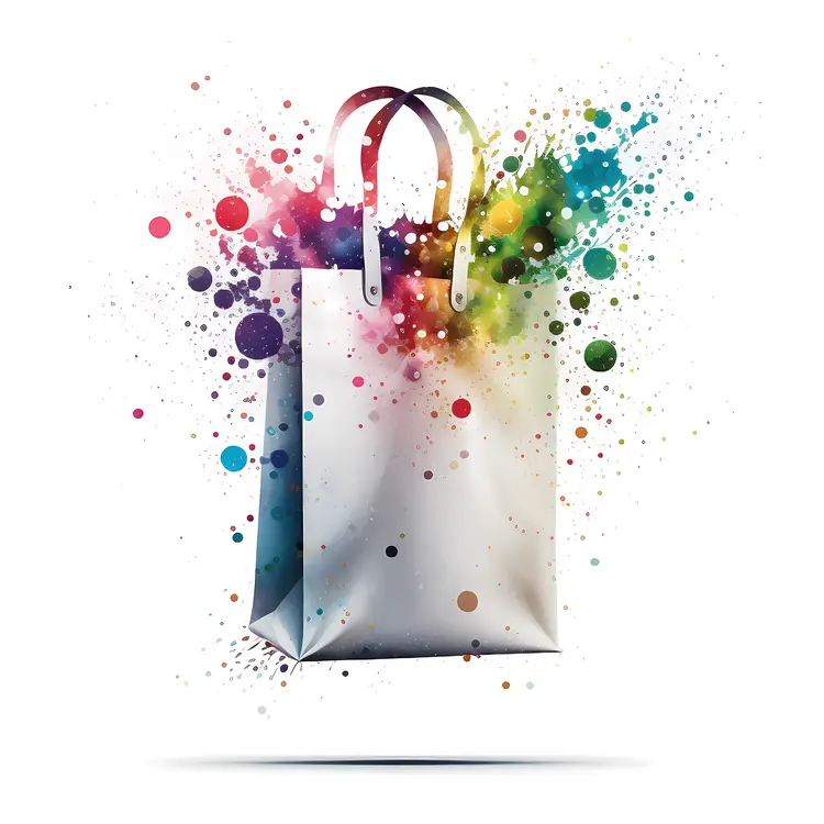 Colorful Shopping Bag with Splashes of Paint