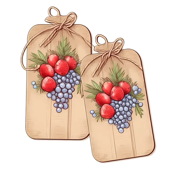 Christmas Gift Tags with Berries and Pine Leaves