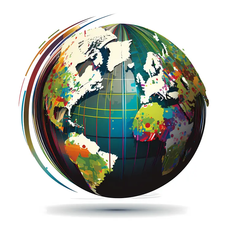 Globe with Colorful Streaks
