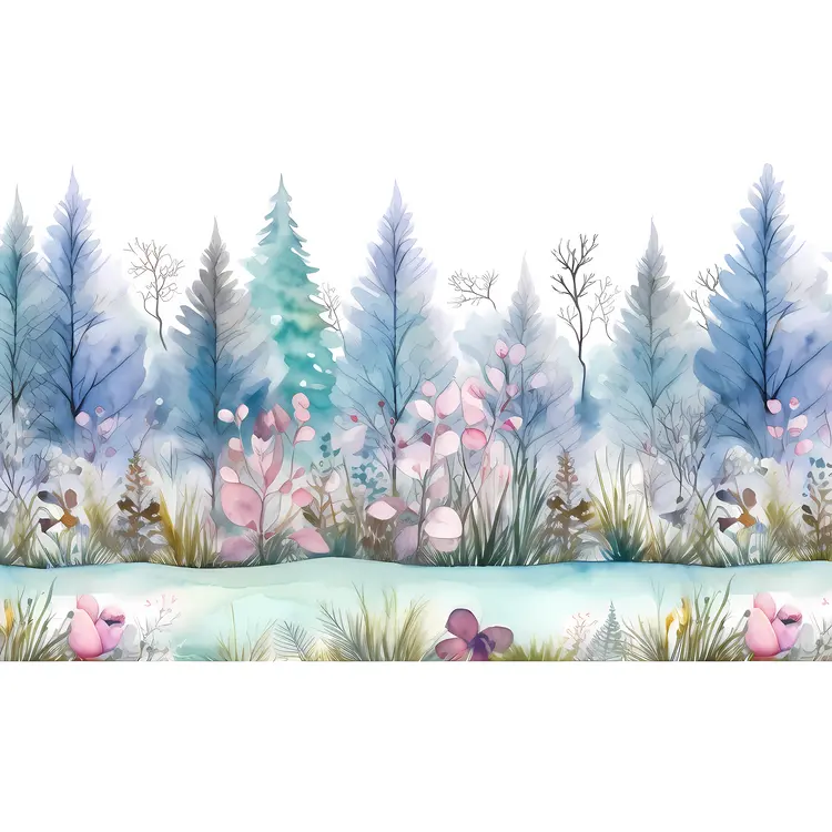 Winter Wonderland with Colorful Trees